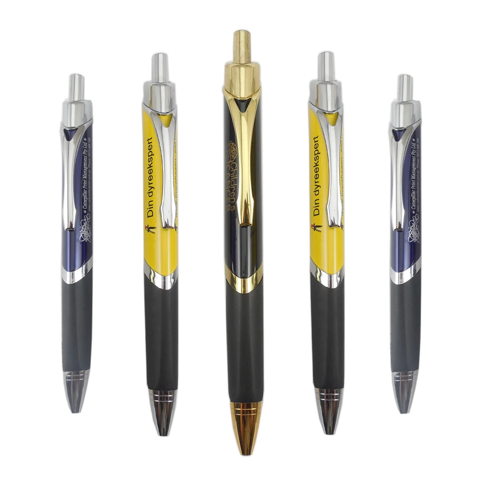 High Grade Classic Triangle Metal Ballpoint Pen with Logo Retractable Rubber Grip Pen
