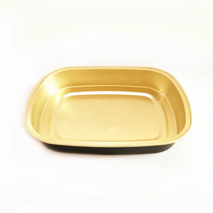 Black gold aluminum tray Microwave Disposable aluminium containers bakeware aluminum foil take-out pan foil containers