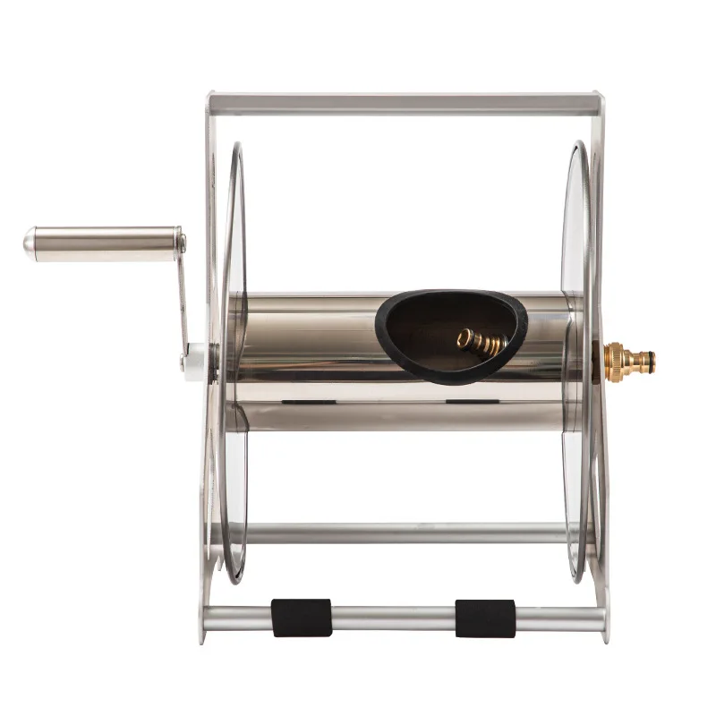 Stainless Steel Garden Hose Reel,  Water Hose Reel with Stainless Steel Handle