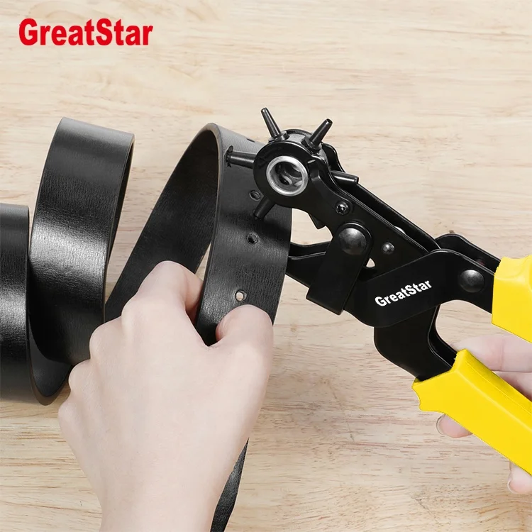 Greatstar High Quality  Multifunctional Metal Leather Punch Pliers For Hole Punching Revolving Rotary Puncher