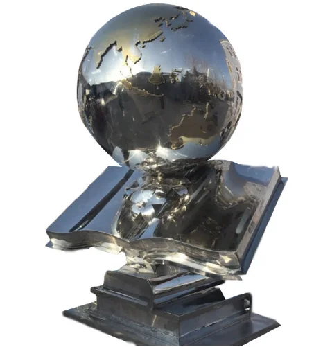Outdoor Large Metal 304 Stainless Steel Globe on Book Sculpture for school D&Z