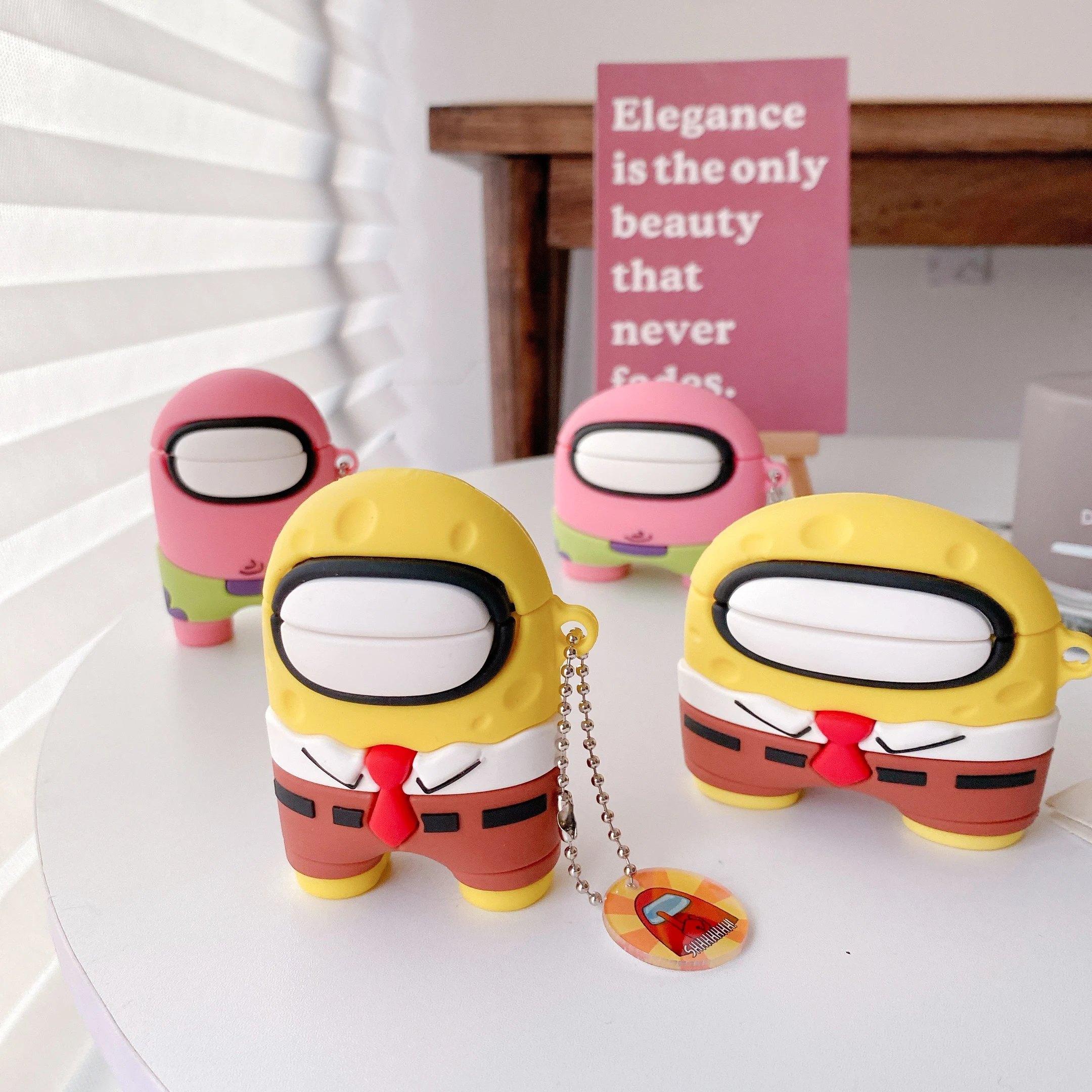 
Amazon Hot Sale Earphone Protective Cover Cute Kawaii With Keychain Airpod Case Among us Merch 
