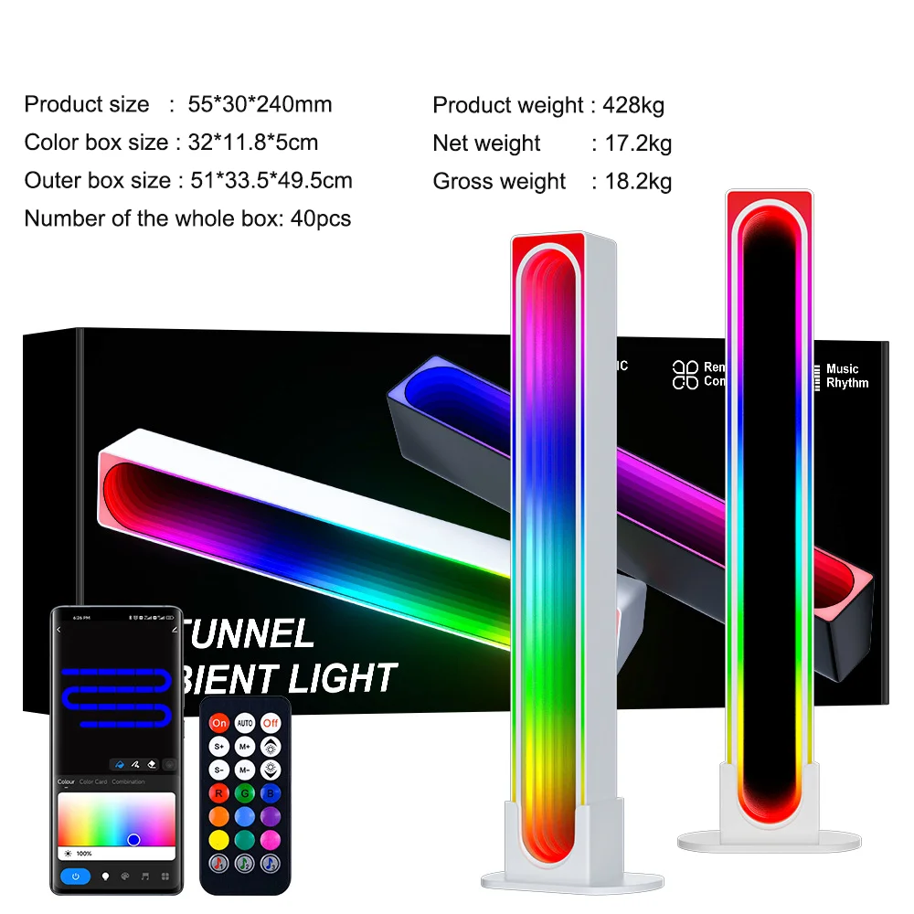 RGB Music Sync Color Changing Voice Sound Controlled Stand Lights with APP Rechargeable LED Rhythm Lighting for Home Party Game