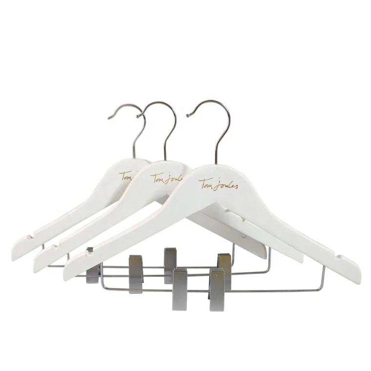 High Grade White Wooden baby Hangers With Clips