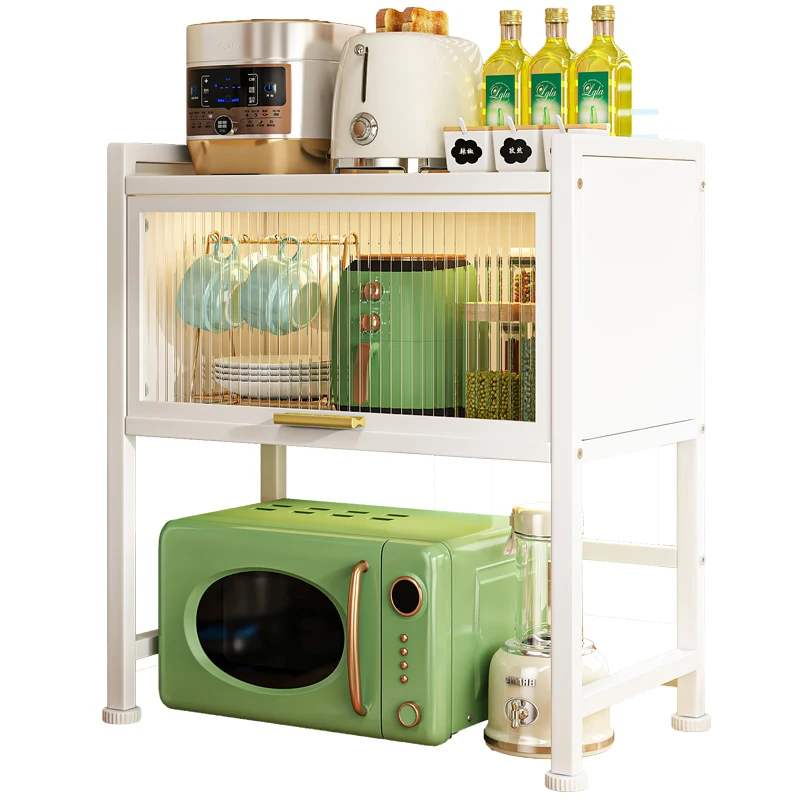 Carbon Steel Multi-Layer with Cabinet Door Cabinet Enclosed Microwave Oven Storage Rack