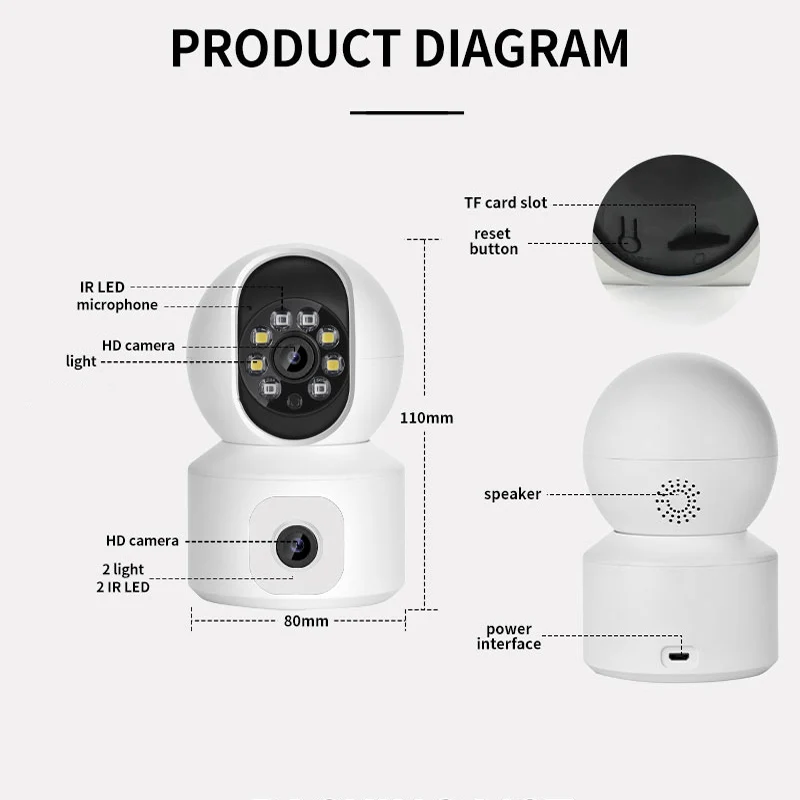 5X Zoom Tracking Robot Icsee Indoor Smart Home 5MP Baby Pet Monitors Dual Lens PTZ Wifi Security Surveillance CCTV IP Camera