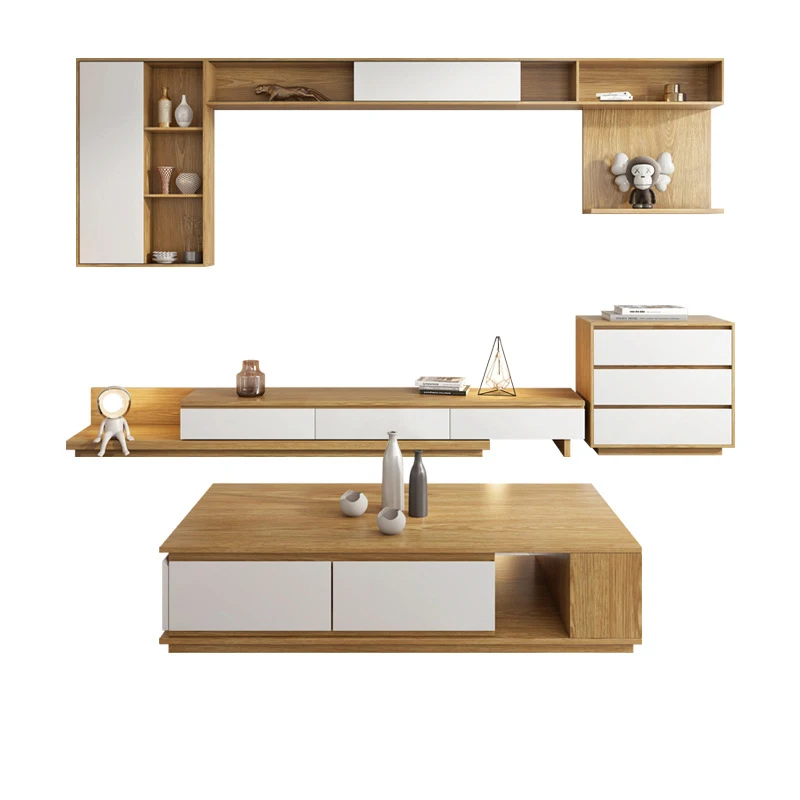 Gmart Nordic Style Small Family Living Room Background Simple Modern Furniture Tv Cabinet Tea Table Combination Wall Cabinets