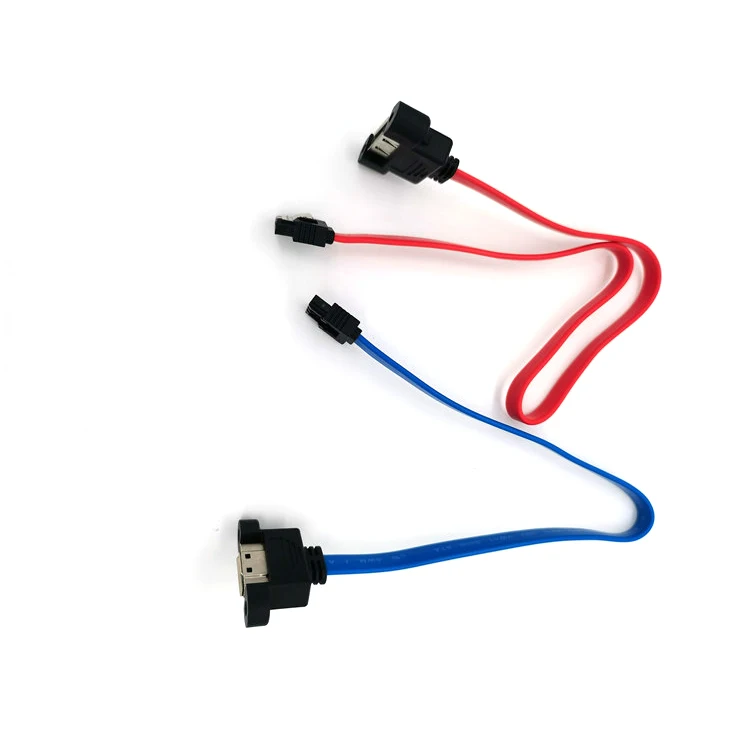 Customized Panel Mount SATA Cable Bulkhead SATA Extension Cable 26AWG 1 Port SATA to USB