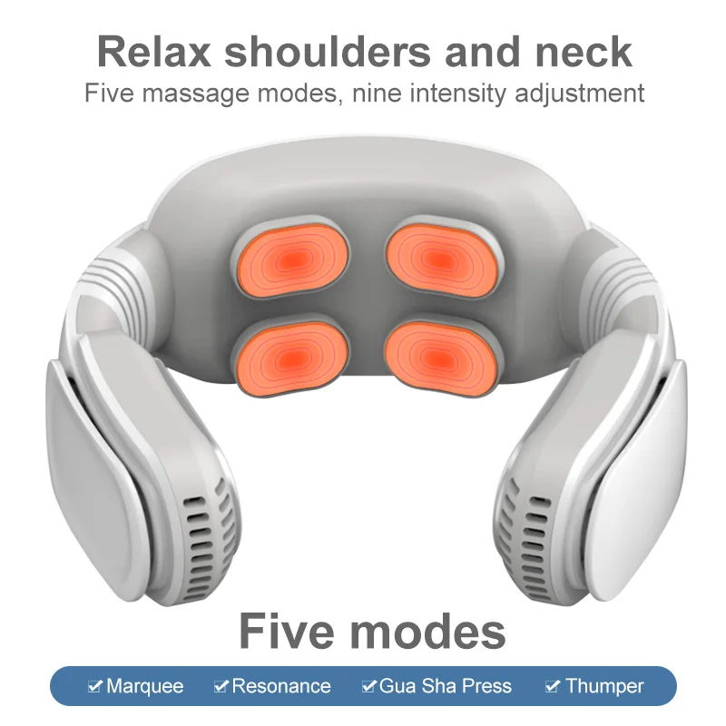 Portable Neck Fan Cooler and Heater with Massage Function Adjustable Neck Massager Semi Conductor Cold hot Compress