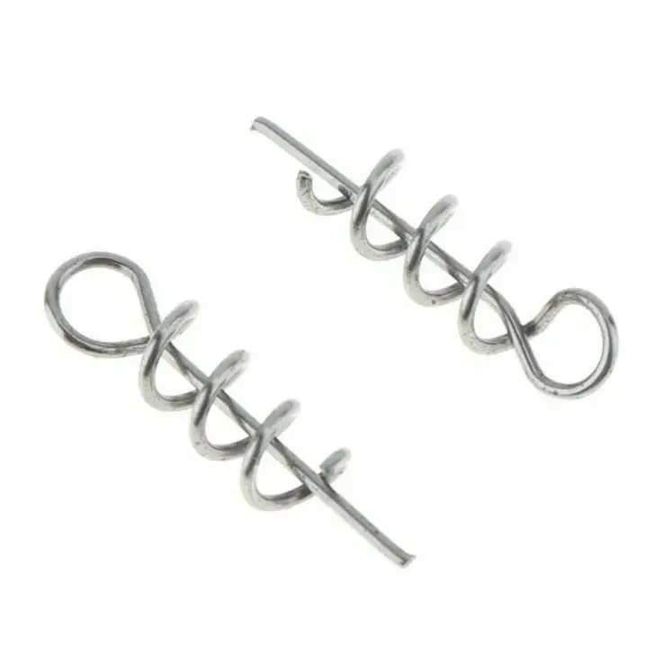 Soft Lure Baits Hook Pin Spring Fixed Lock Fishing Screw Needle Soft Worm