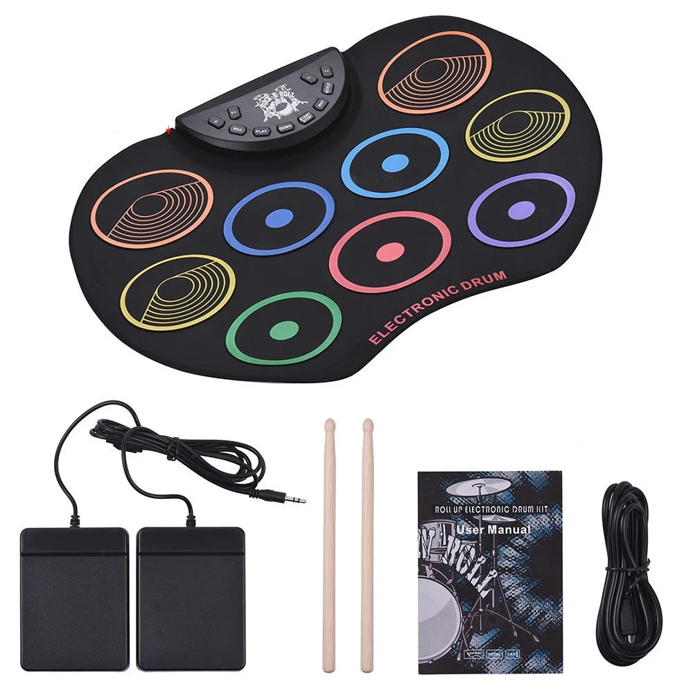 YIZHI Durable USB Portable Roll Up Drum Kit Silicone Electronic Drum Sets Foldable for Kids Adult Beginners Practicing Drum Set