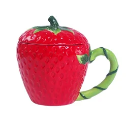wholesale handmade cute 3d ceramic mugs 2021 fruit strawberry  mugs sublimation ceramic milk cup coffee cups