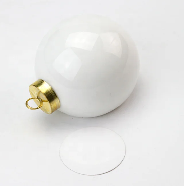 2021 Popular White Custom Hanging Ceramic Printable Sublimation Blank Ornaments Christmas Ball