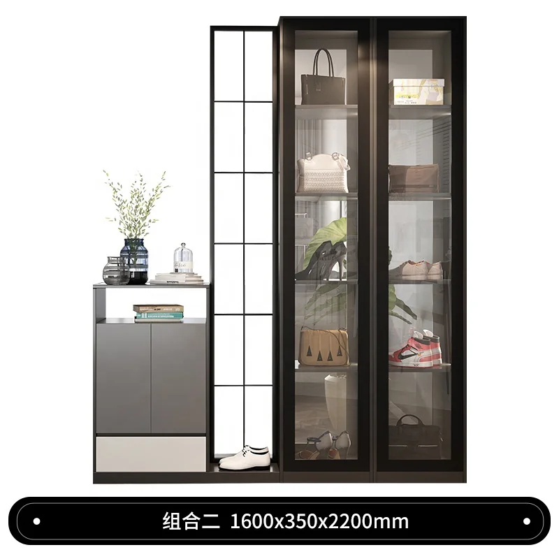 Luxury porch cabinet, simple partition cabinet in living room, display cabinet with LED light