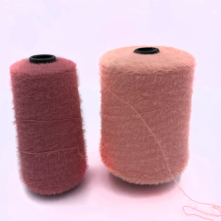 Manufacturer 1.3 cm 100% polyester fancy imitate mink hair yarn for knitting on sale