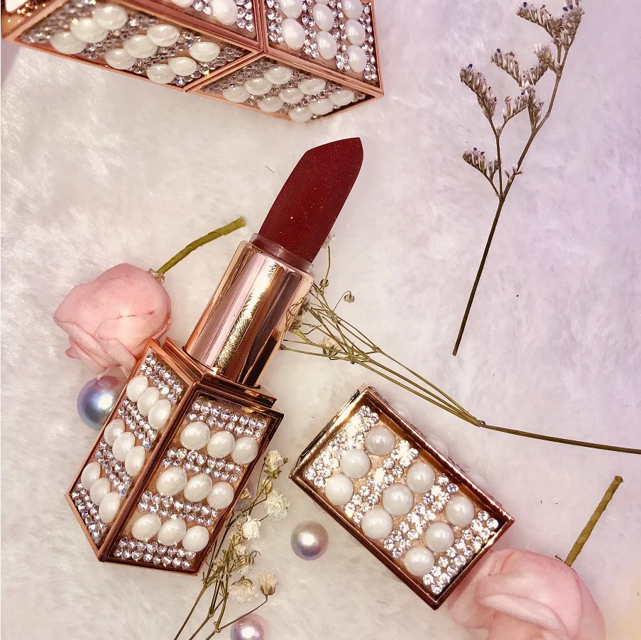Korean make your own branded lipstick manufacturers natural velvet cream longlasting mate glitter lipstick
