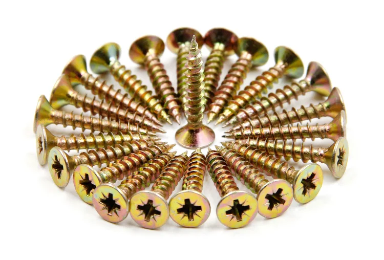 Aimino OEM High-strength Fiberboard Screws Gold Self-tapping Screws Carbon Steel Zinc Plated Furniture Screws