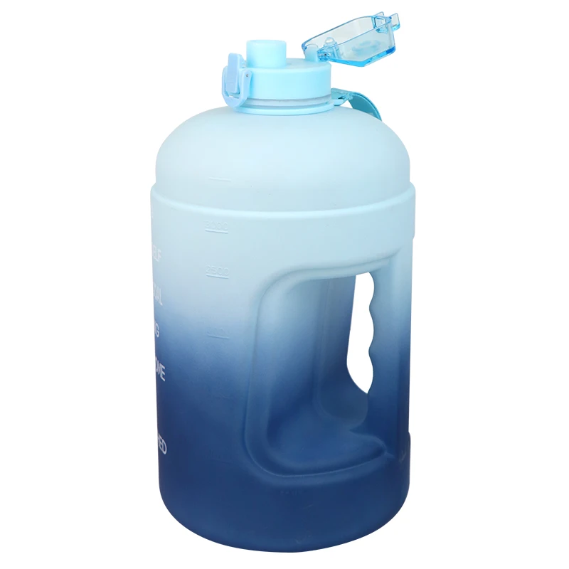 big mouth 3.78l transparent plastic gallons for water, gallon measuring kettle for sports, gym bottles with time marker
