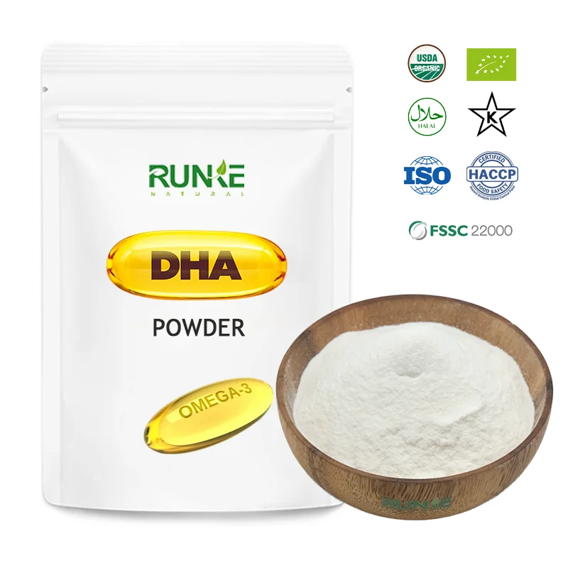 Factory supply High quality DHA Powder 10% Docosahexaenoic Acid Food Grade Omega 3-6-9 DHA Powder Water Soluble DHA powder