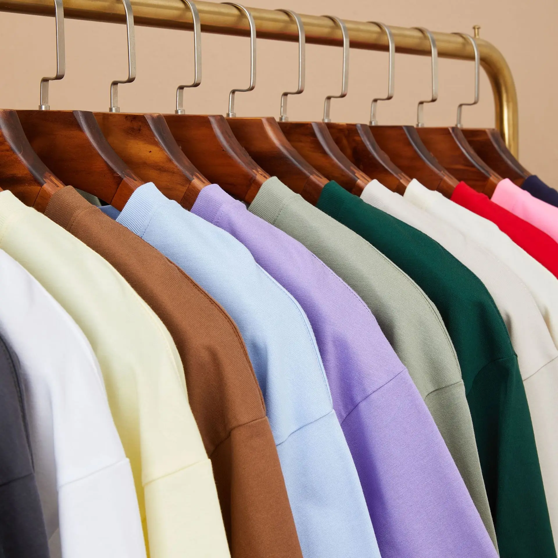 Navy Blue Black Red Brown Short Sleeve Solid Color Plain Unisex 250 GSM Oversize Heavyweight Cotton T Shirt Without Print