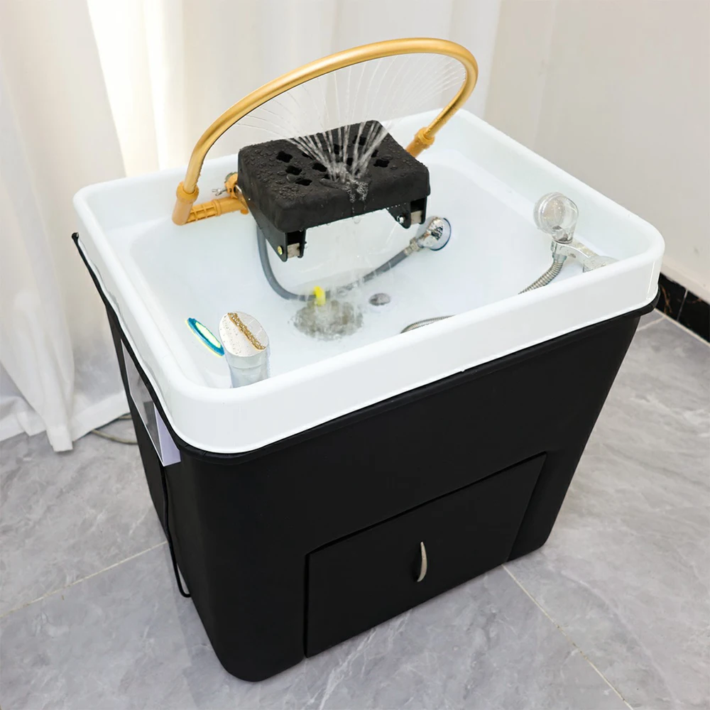 Cheap Portable Mobile Wall Mount Shampoo Bowl Chair Hydro spa Water Circulation Head spa  Shampoo Bowl Neck Rest for Salon