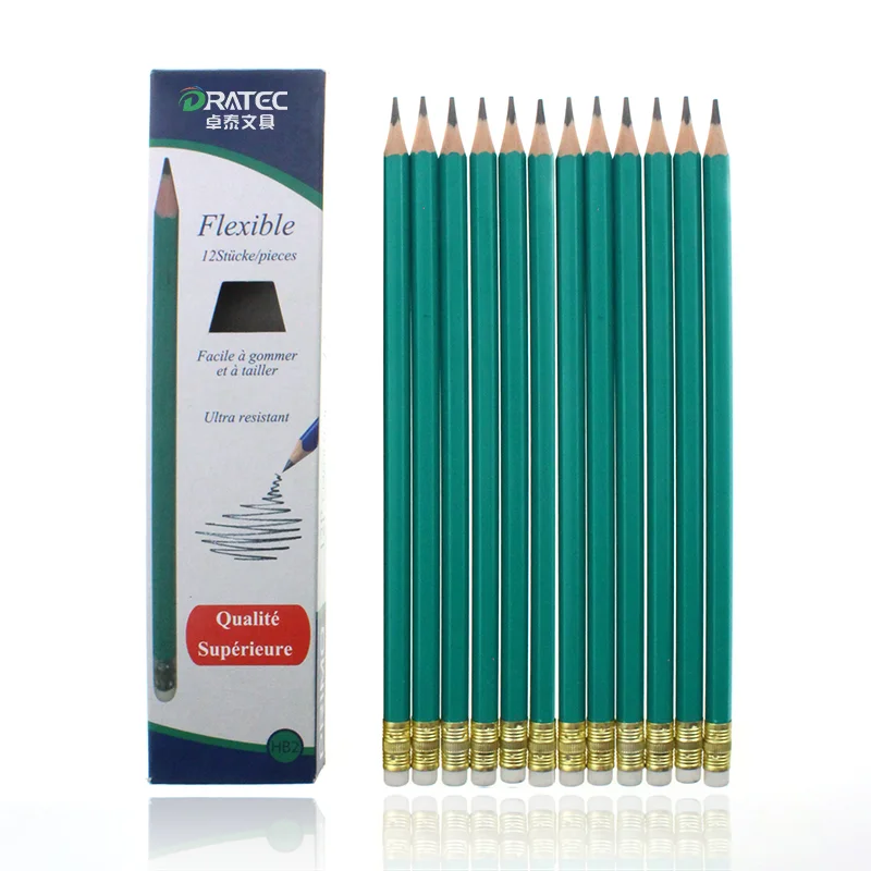 Customized paper box HB #2 pencil set with sharpener and eraser for kids and school writing