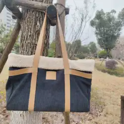 Pet travel tote bag carrier bag removable lining with leather handle strap for small dogs and cats