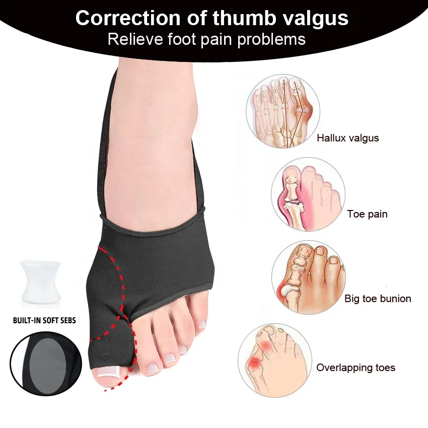 MediFootCare Wholesale Custom Fabric Gel Hallux Valgus Orthopedic Bunion Corrector Belt Protector Sleeve with Toe Separator