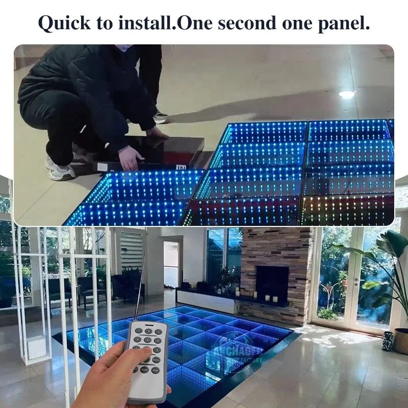 Battery Infinity Mirror Wedding Magnetic LED Floor tiles With Party Light Wireless Battery LED Dance Floor For Sale