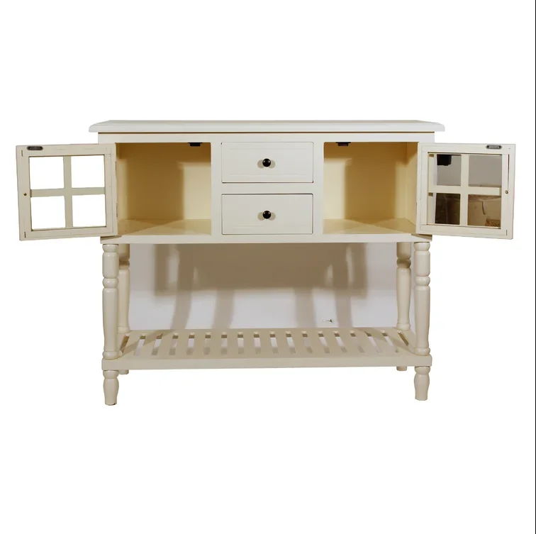Modern Cream Console Tables Design Italia with Storage and Mirror