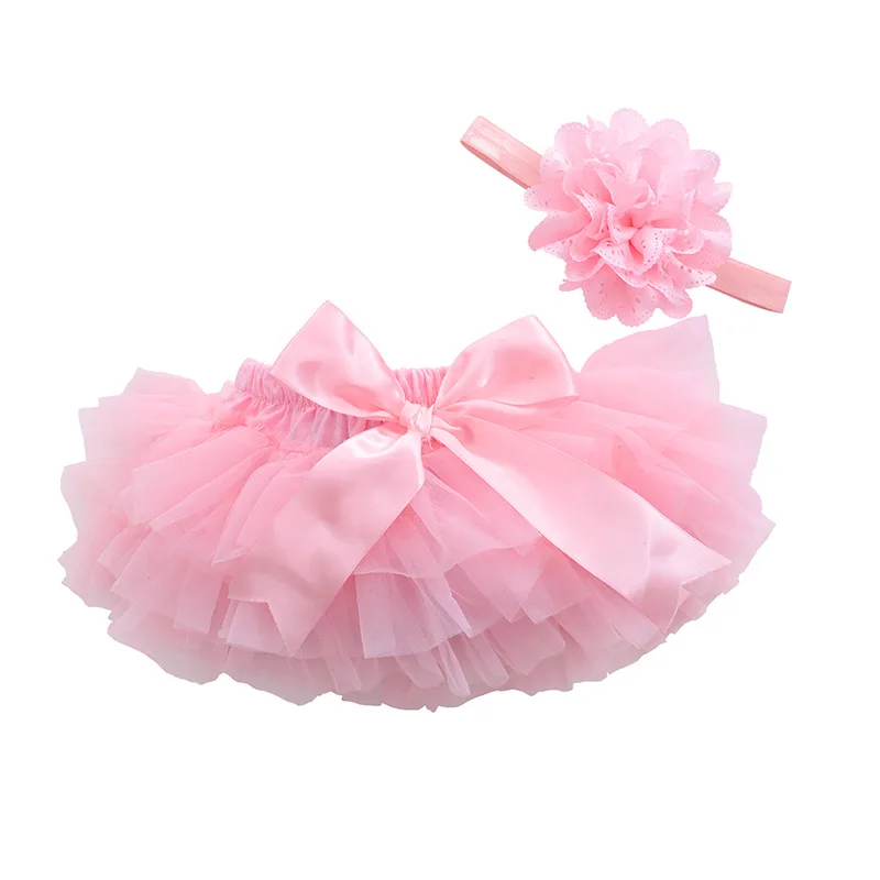 WEN Baby girl tutu skirt tulle lace bloomers diaper cover Newborn infant outfits headband flower set