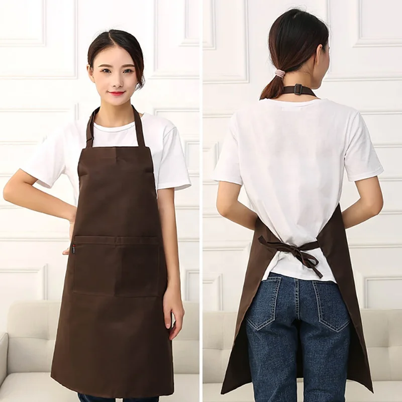 Factory Wholesale New Design Long Sleeves Black Gardening Kitchen 100% Polyester Working Apron