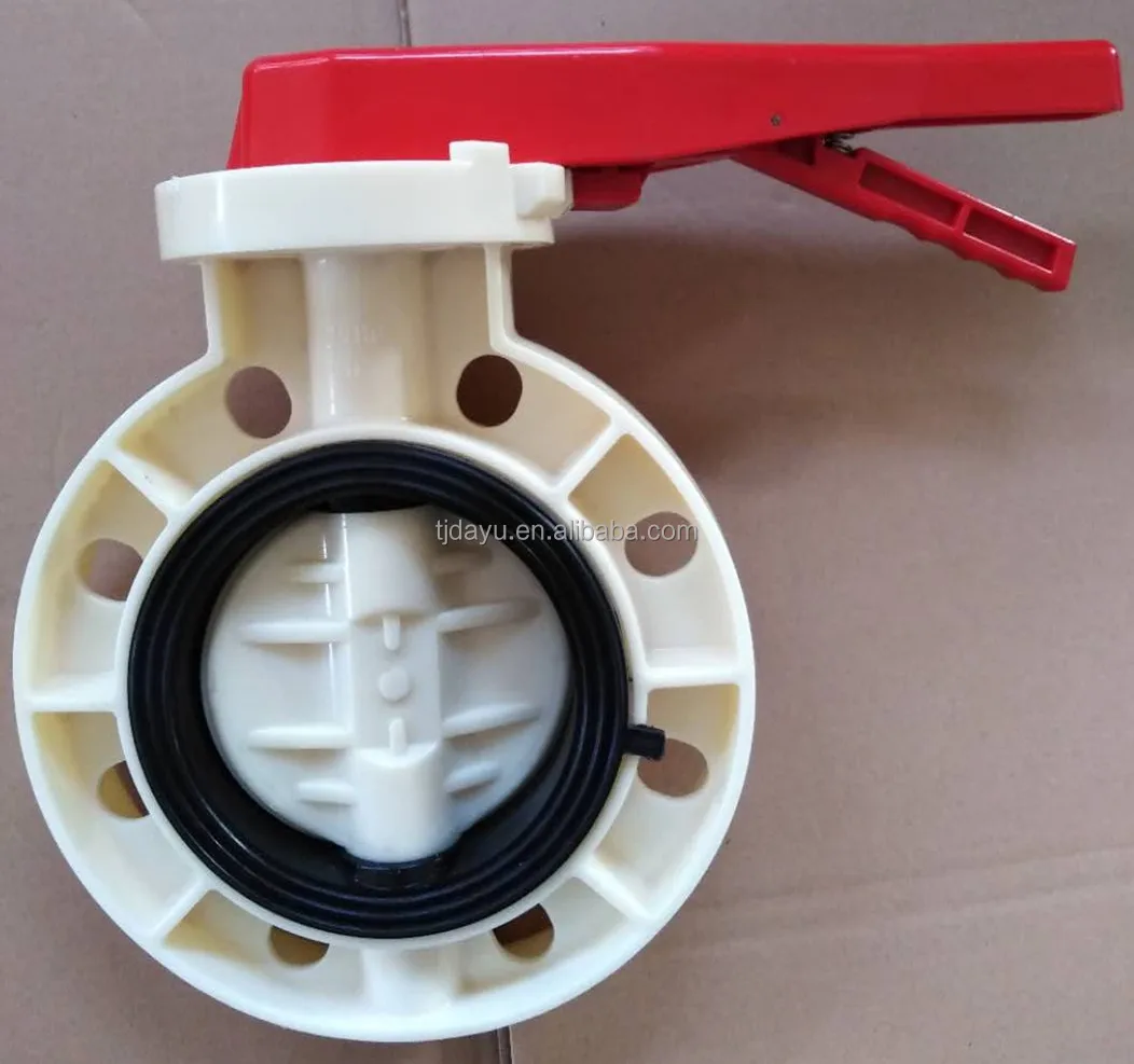 valve manufacturer price 8inch dn200 rotary disk big size lever handle upvc pph wafer grey beige butterfly valve
