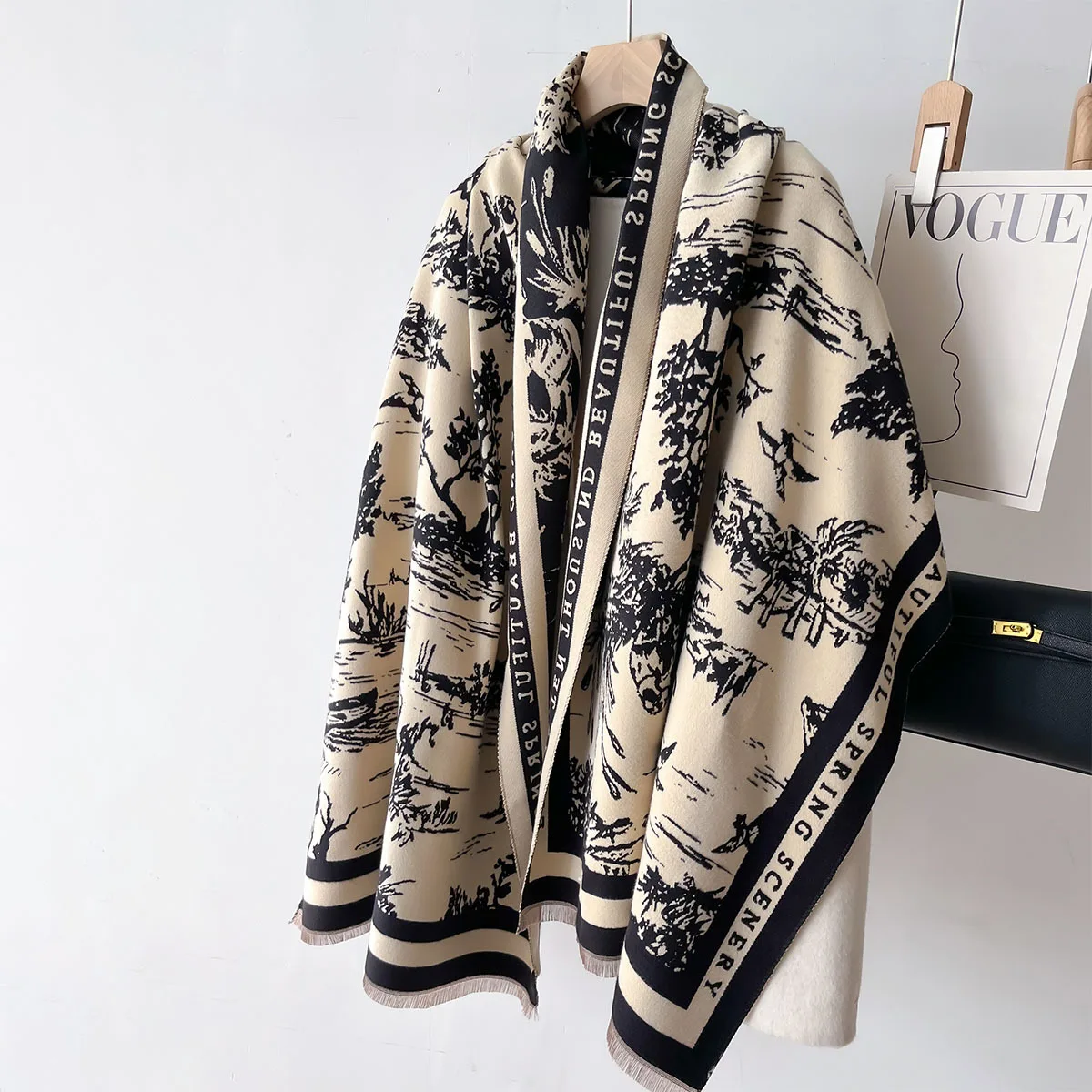 OEM ODM Custom Design Pattern Scarf for Women Warm Pashmina Oversized Thick Winter Shawls Long Stoles Cashmere Feeling Scarf