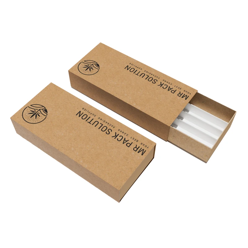 Premium Pre Stash Box Smell Proof Roll Pull Sustainable Eco Packaging Compostable Paper Box with Dividers