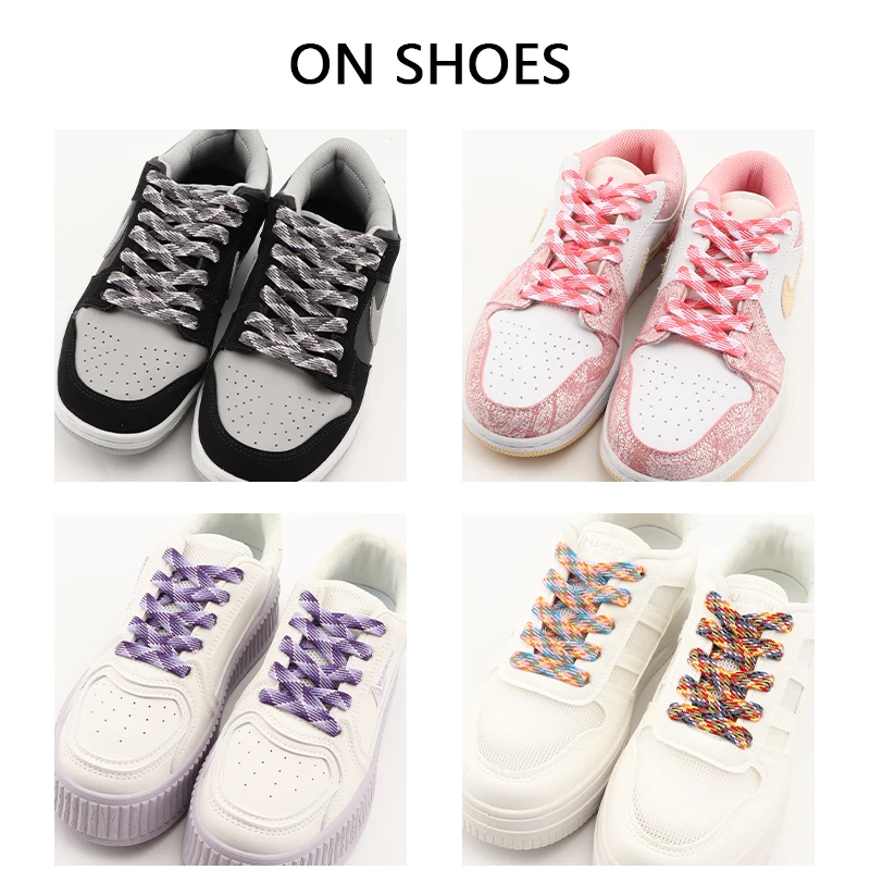 Rainbow Shoelace Colorful Striped Shoe Laces for Woman Man Width 1CM Flat Sneakers Shoelaces Printed shoelace