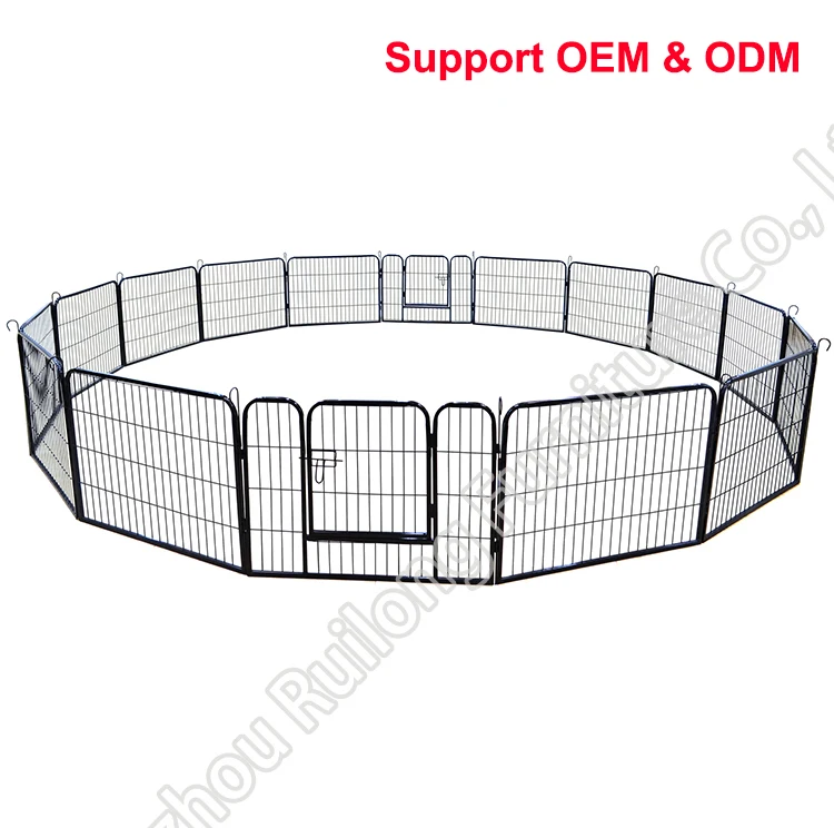 USA Warehouse 16-panel Heavy Duty Indoor Metal Iron Dog Kennel Run Fence Enclosure Dog Play Pen Pet Playpen Fence For sale