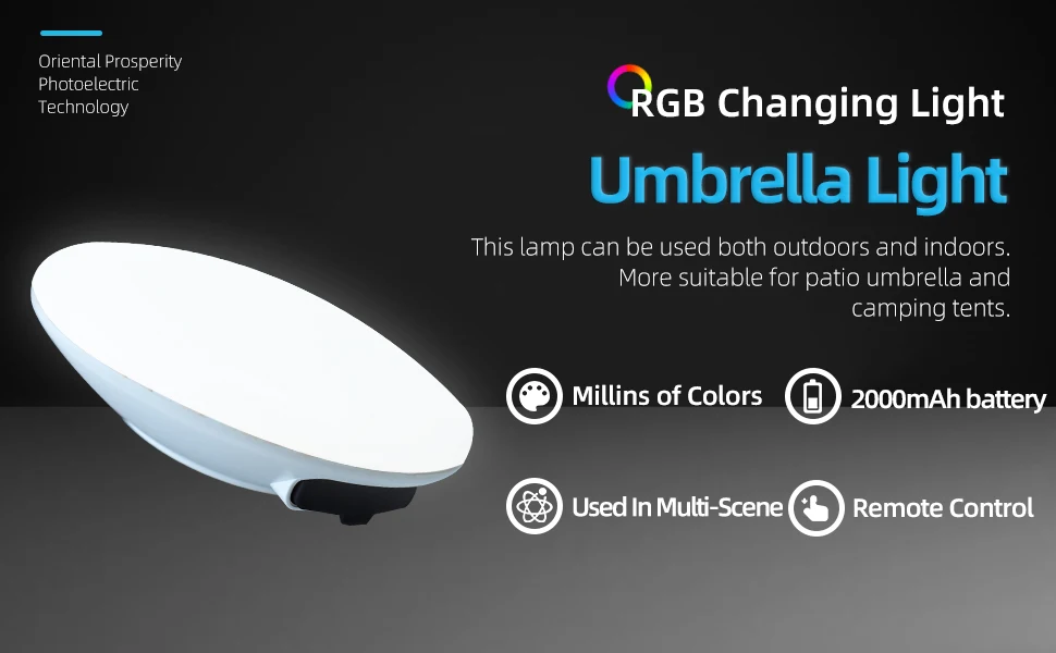 Patio Umbrella light Garden Outdoor led Lighting with 2*AA battery and usb charging