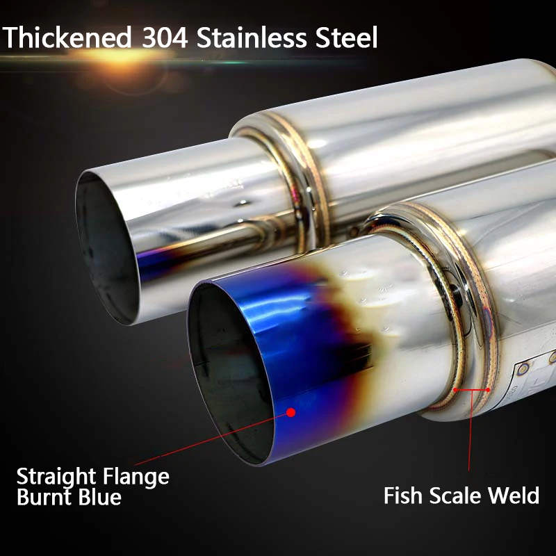 Stainless Steel Drum Modified Sports Car Sound Waves Universal Exhaust Pipe Oblique Muffled and Vigorous Drum