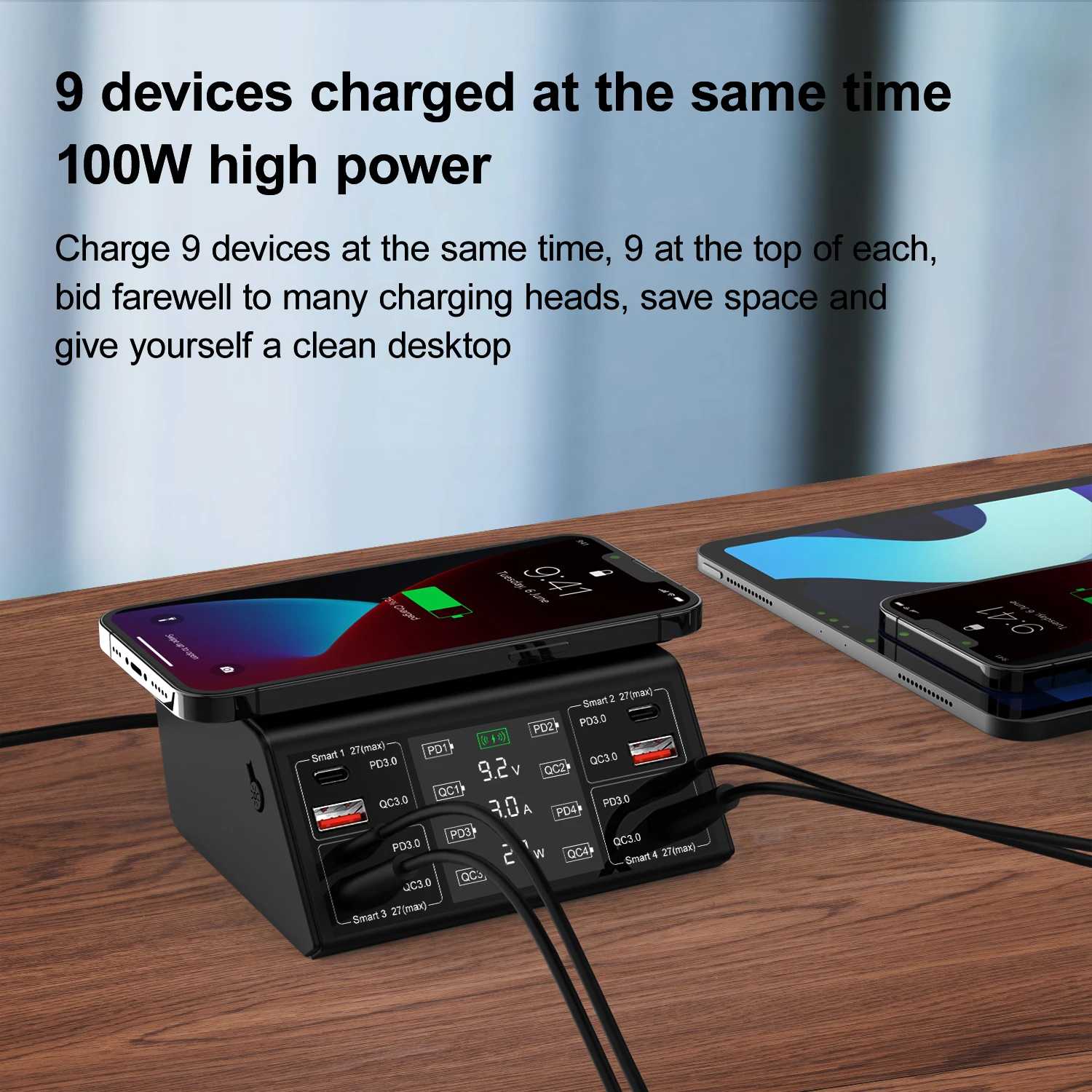 100W 8 портов Мульти устройство для быстрой зарядки с usb-портом концентратор зарядная станция iPhone 13 12 Pro Samsung IPad планшетов Xiaomi Huawei зарядное PD