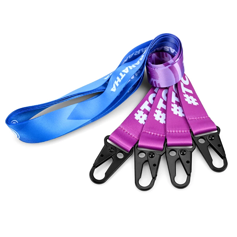 Hot Selling Custom Polyester Eagle Hook Lanyard Sublimation Logo Printed Strap Keychain Lanyard