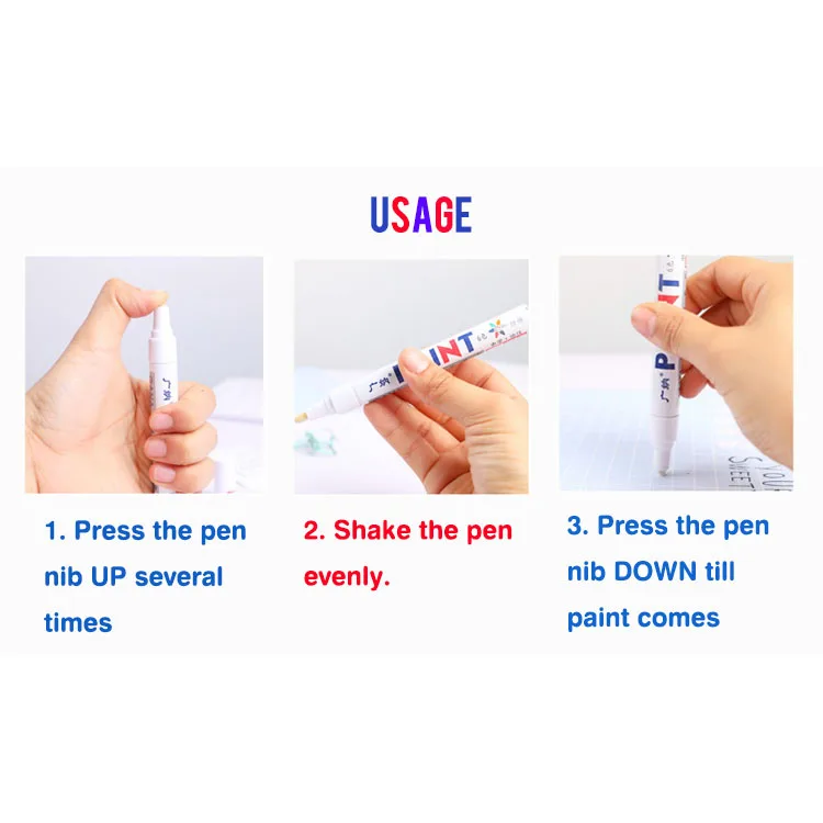 12 colors Permanent Waterproof Paint Marker Pen Car Tyre Tread Glass Graffiti Marker Color Match Paint Pen