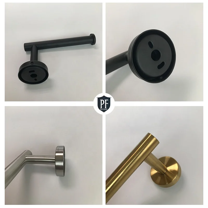 Bathroom Hardware Accessories Set 4 Piece Stainless Steel Wall Mount Black Gold Silver Towel Rail Ring Toilet Paper Holder Hook