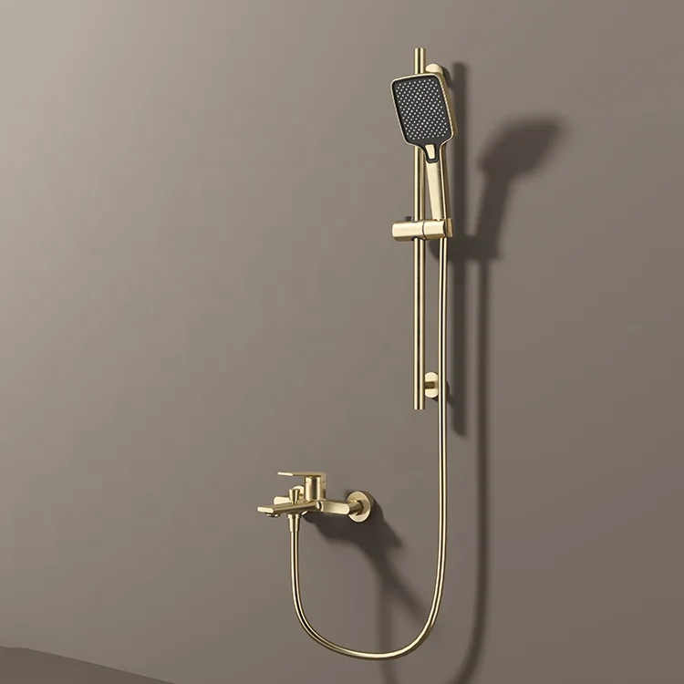 Modern High Quality Brushed Gold Wall Mounted Exposed Bathroom Bathtub Shower Set