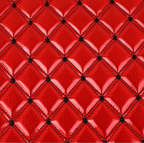 Sponge and leather composite custom pattern quilted Embroidery Quilted Diamond Stitching PU artificial leather for bag, car seat