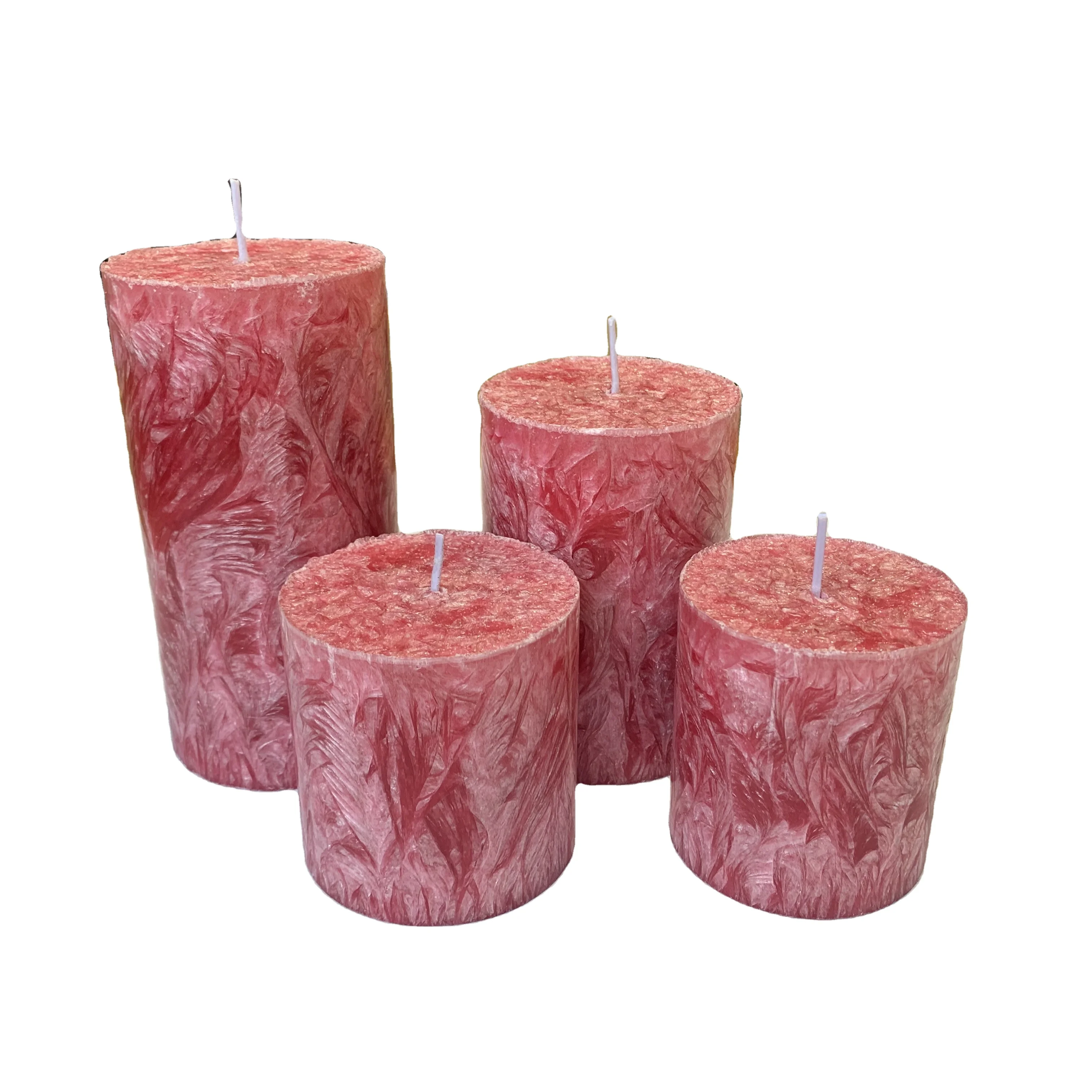 Luxury Private Label Palm Wax Pillar Candle Three Gift Sets Wholesale for Church and Party
