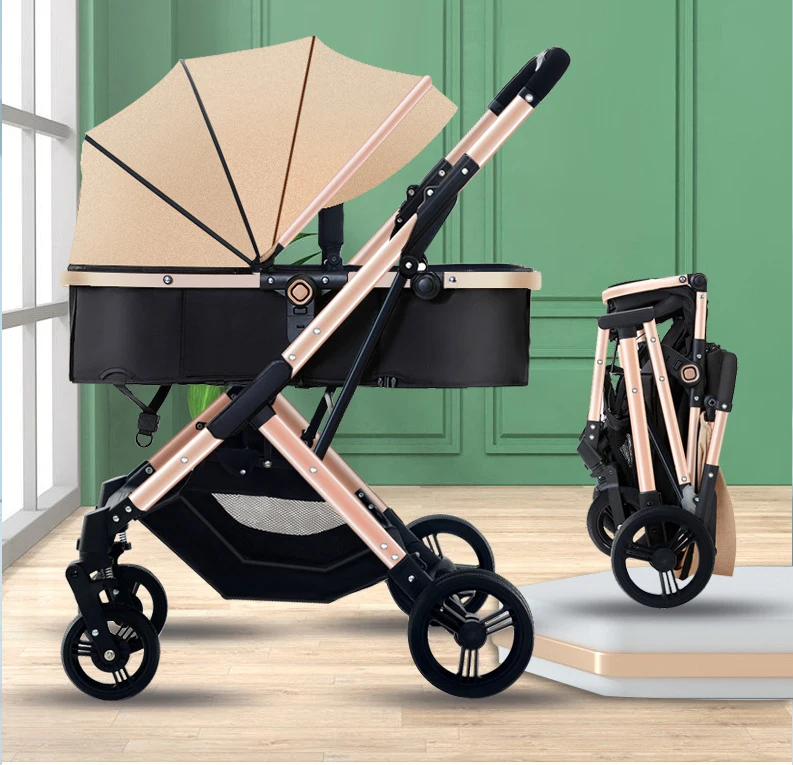 High Quality Baby Stroller Lightweight Convenience Stroller with Canopy Multifunction Two-Way Pushing Stroller 0-3 Years