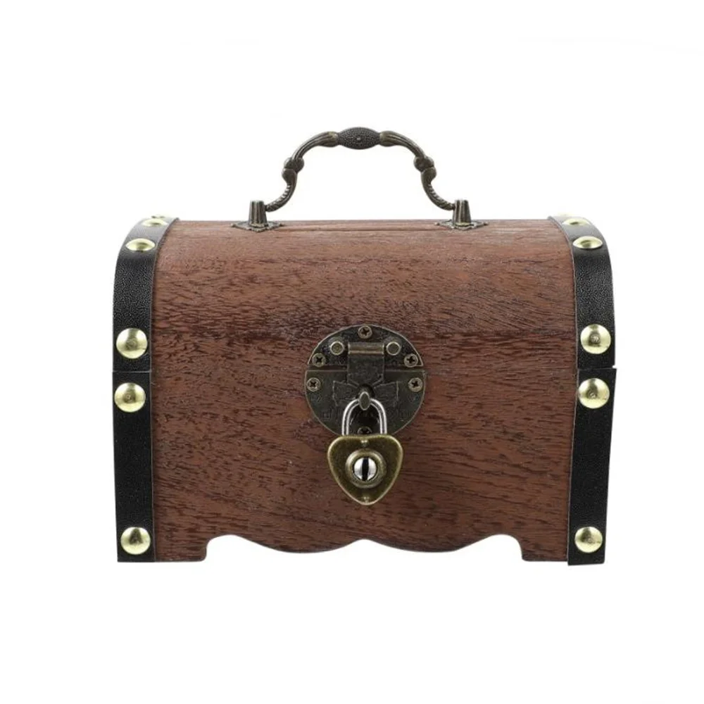 Retro Wooden Gift Box Wooden Treasure Chest Storage Box Wooden Money Storage Box Piggy Bank