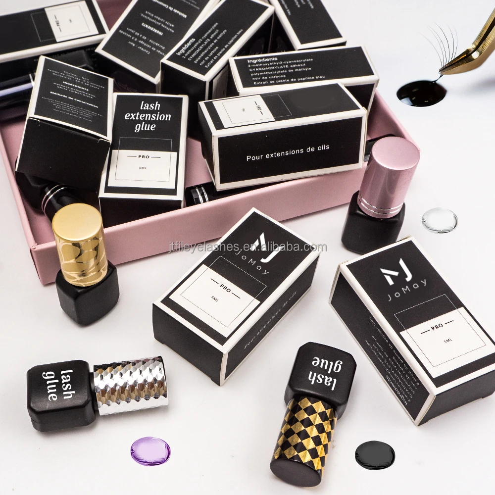 Custom Wholesale latex free pink eyelash Adhesive waterproof Fast Dry Strong strip eye lash glue with free paper box