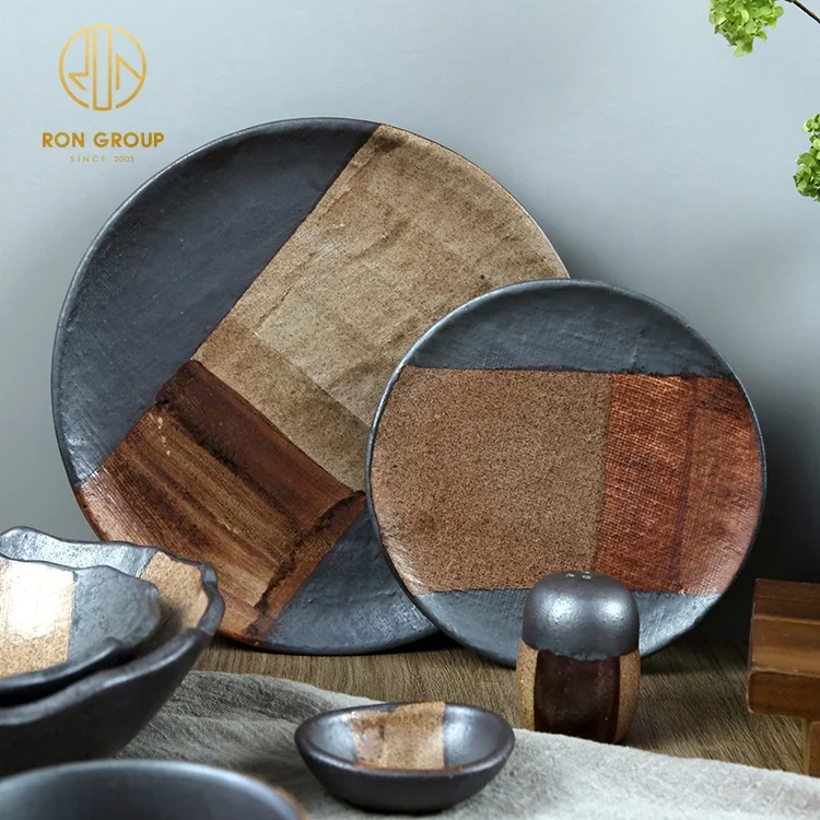 High quality Japanese style restaurant sushi plate sets dinnerware crockery tableware meal oval ceramic dinner plate